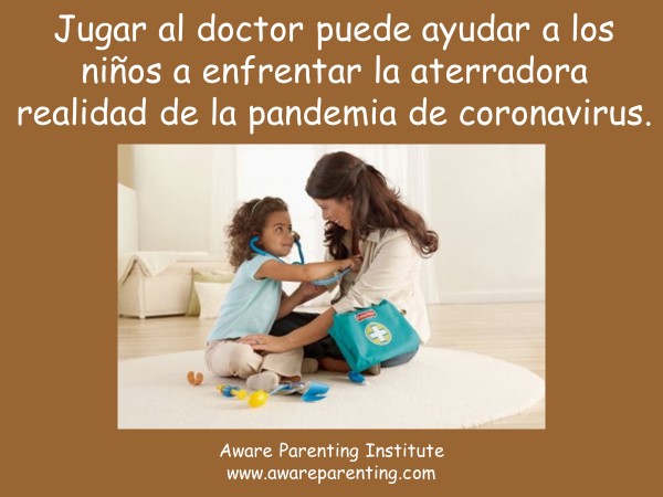 child playing doctor with mother